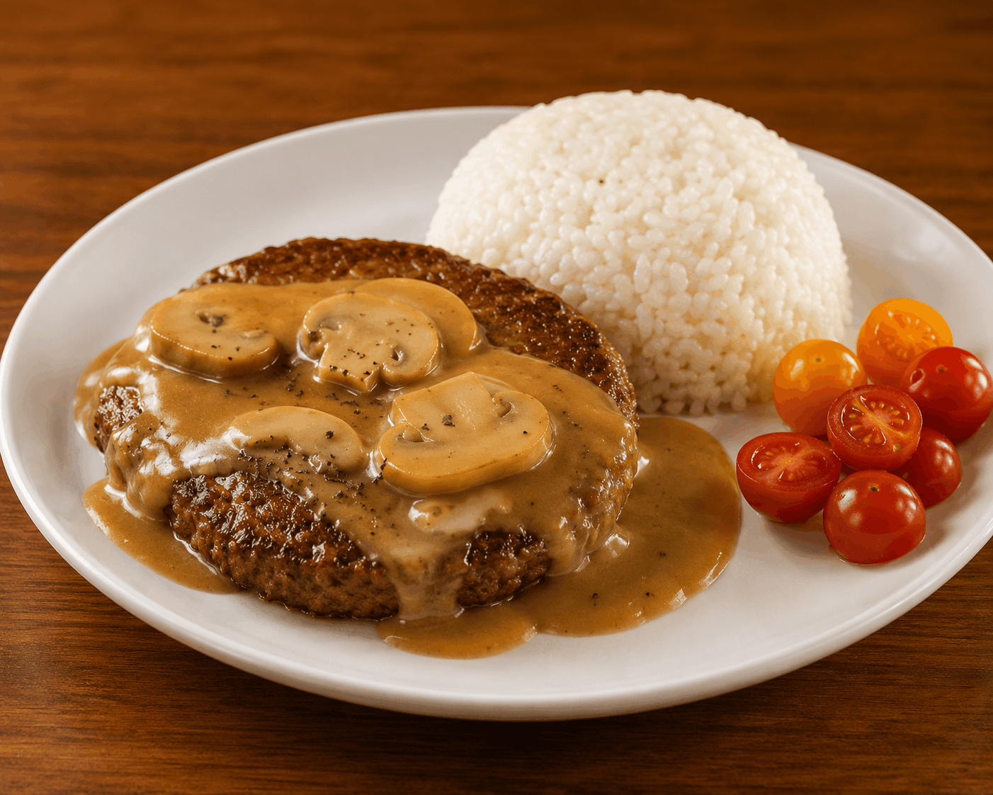Burger Steak with Rice
