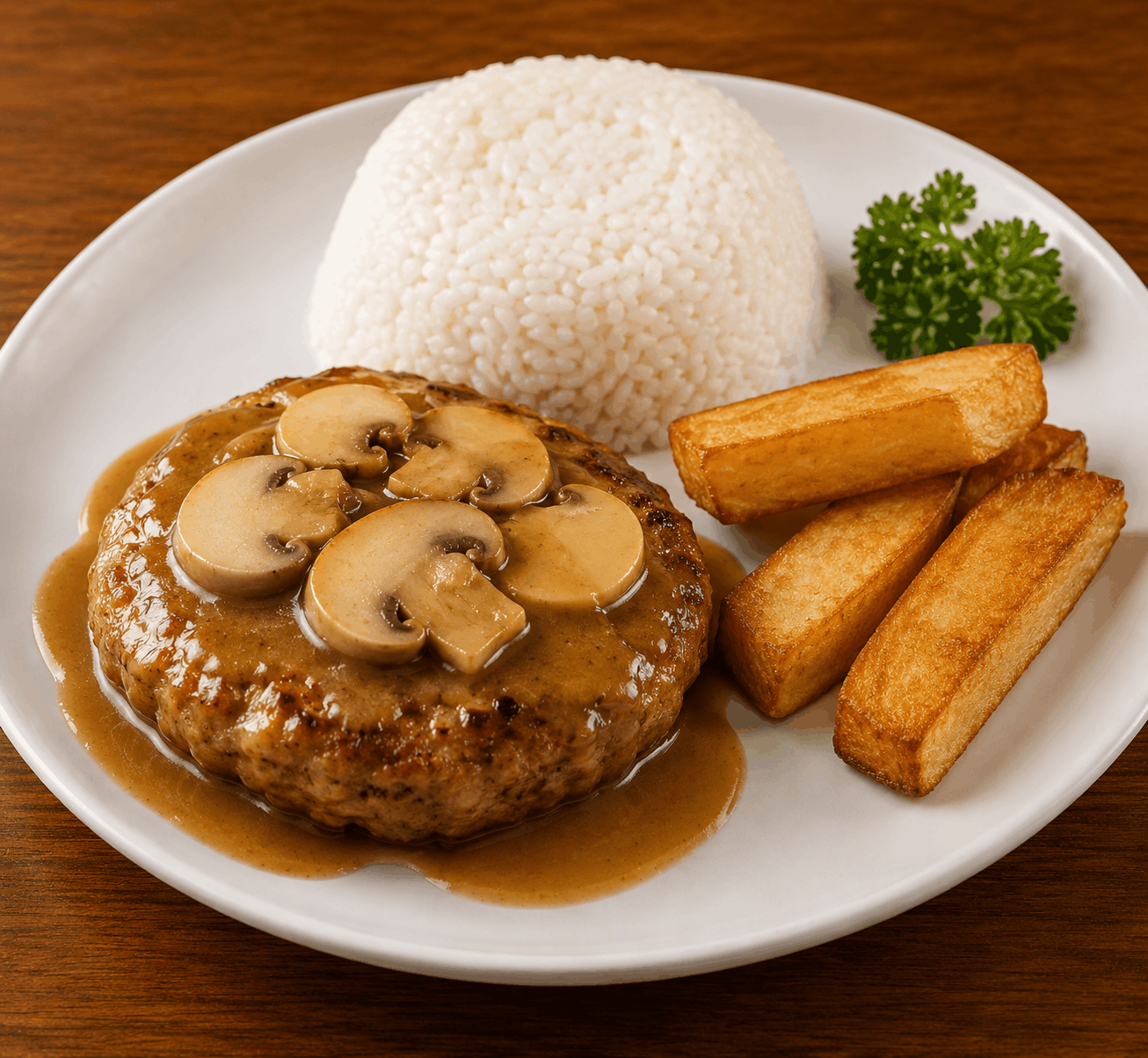 Lumpia Burger Steak with Rice